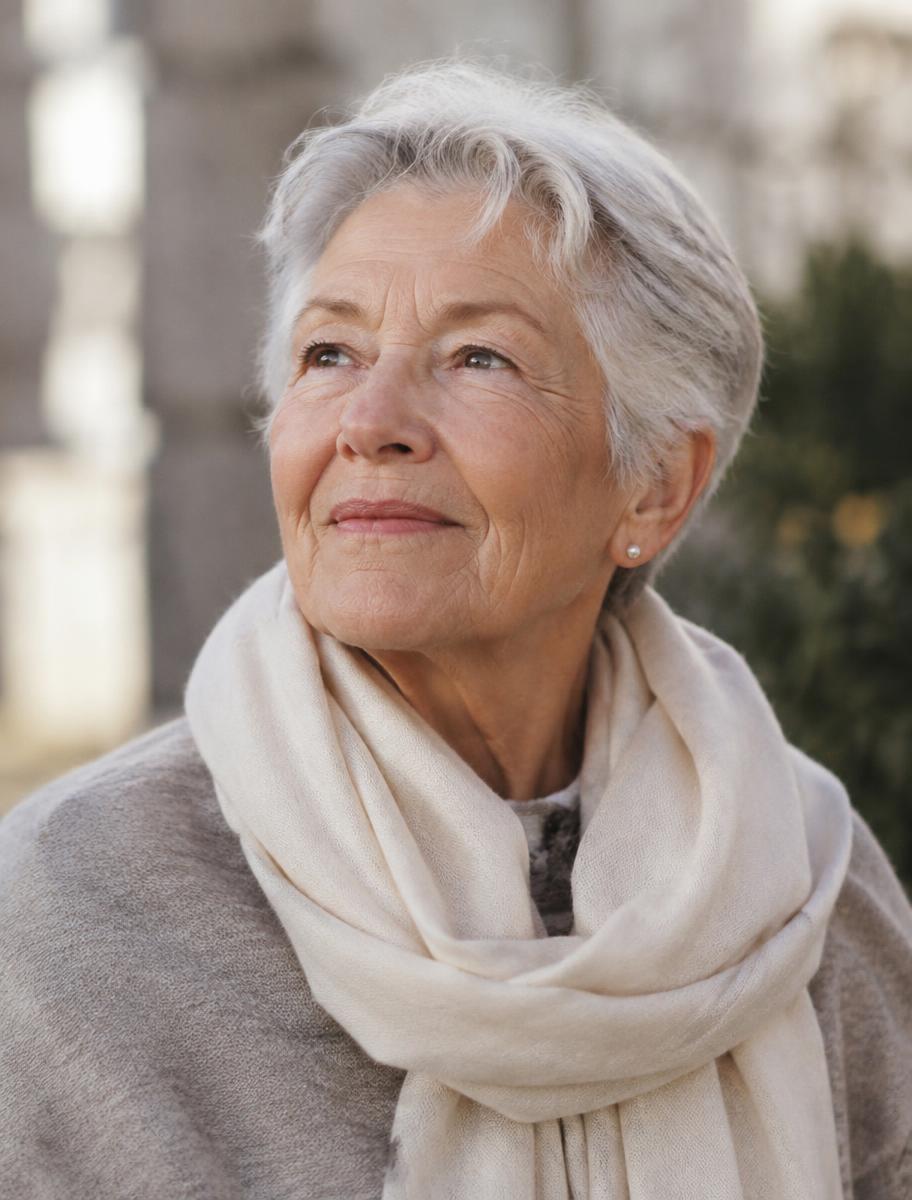 An older adult smiling outdoors
